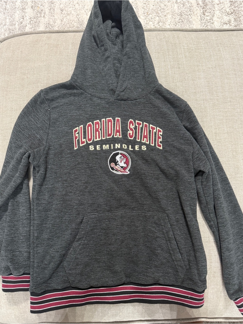 NWT FSU Florida State Seminoles Gray Hoodie Polar Fleece Sweatshirt Youth Large